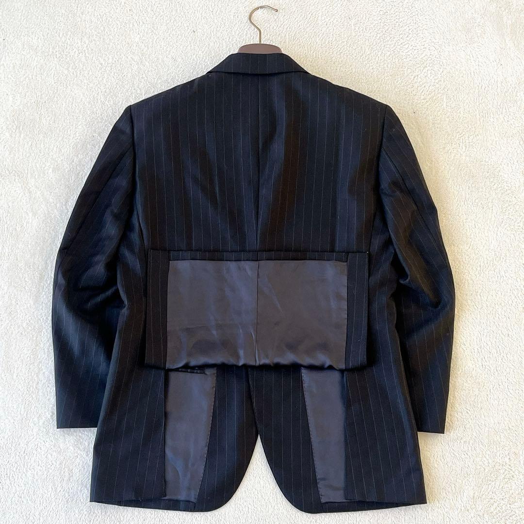 極美品 エルメネジルドゼニア スーツ ストライプ セットアップ ウール 黒 S