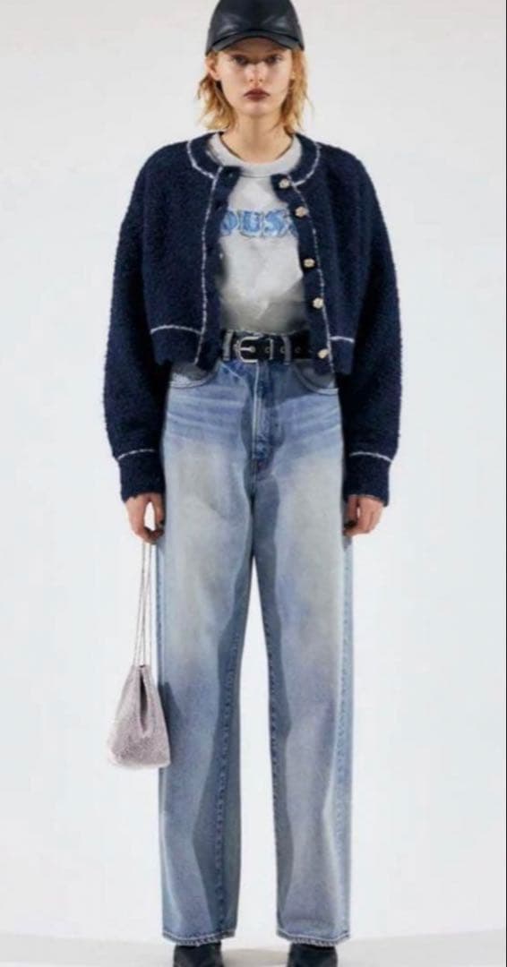 【moussy】HW DAMAGE LOOSE STRAIGHTデニム
