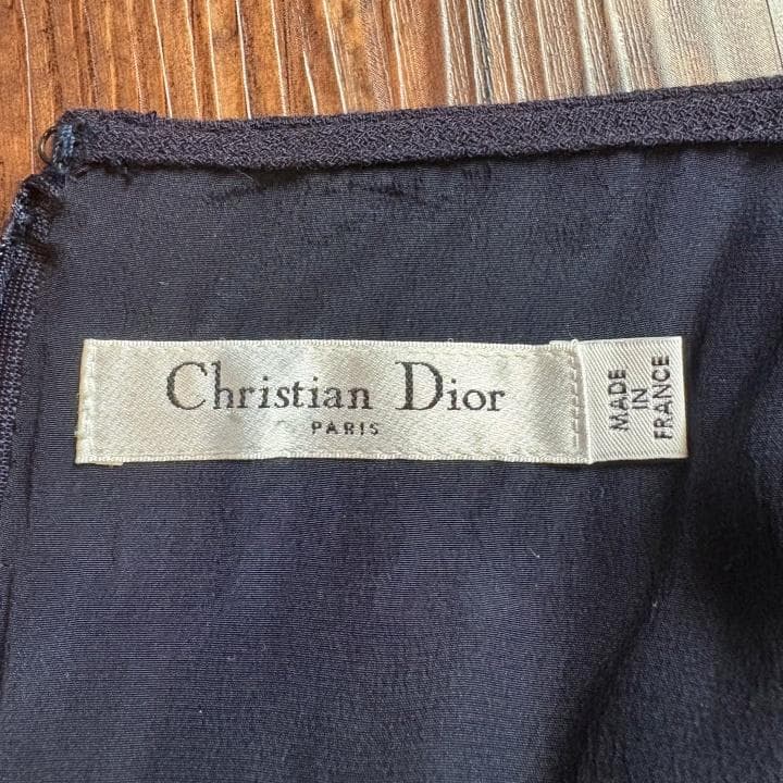 【古着】Christian Dior 膝丈ワンピース ミッドレングス ネイビー