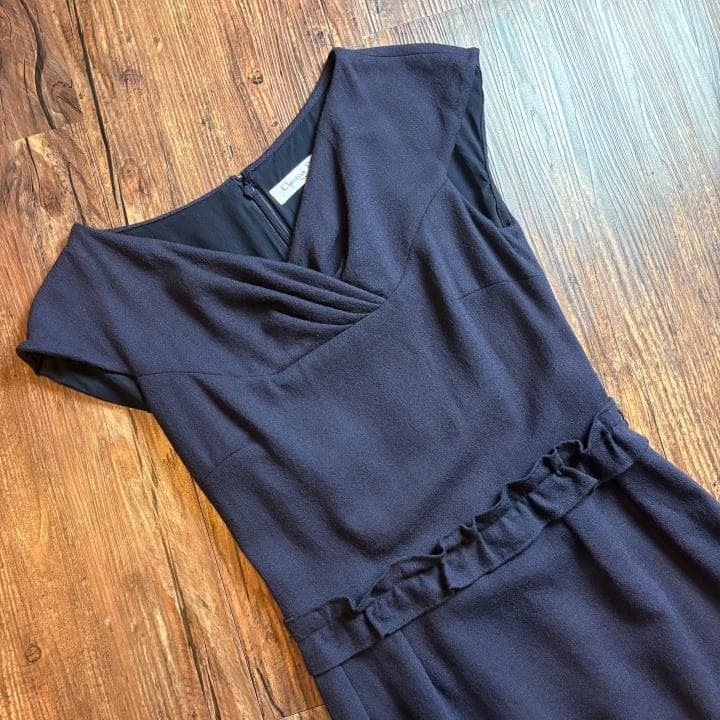 【古着】Christian Dior 膝丈ワンピース ミッドレングス ネイビー