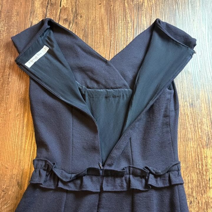 【古着】Christian Dior 膝丈ワンピース ミッドレングス ネイビー
