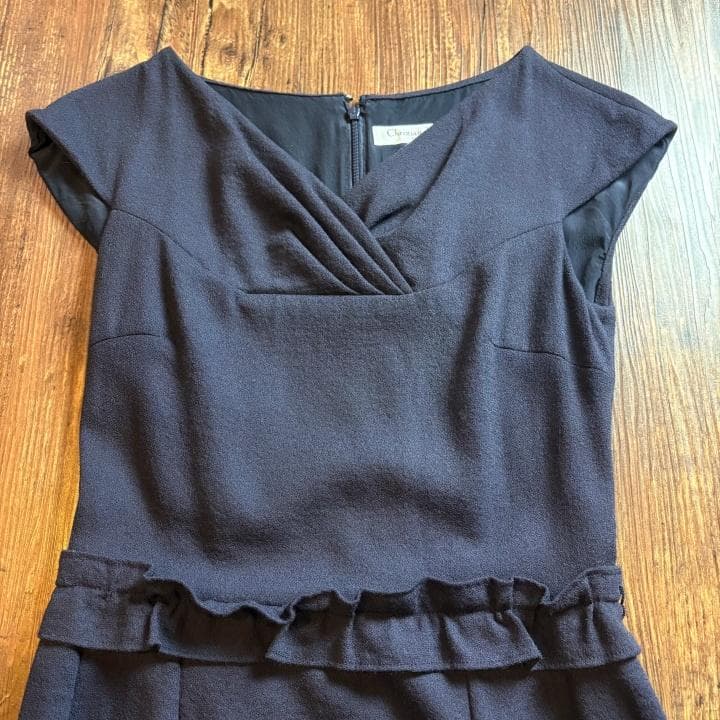 【古着】Christian Dior 膝丈ワンピース ミッドレングス ネイビー