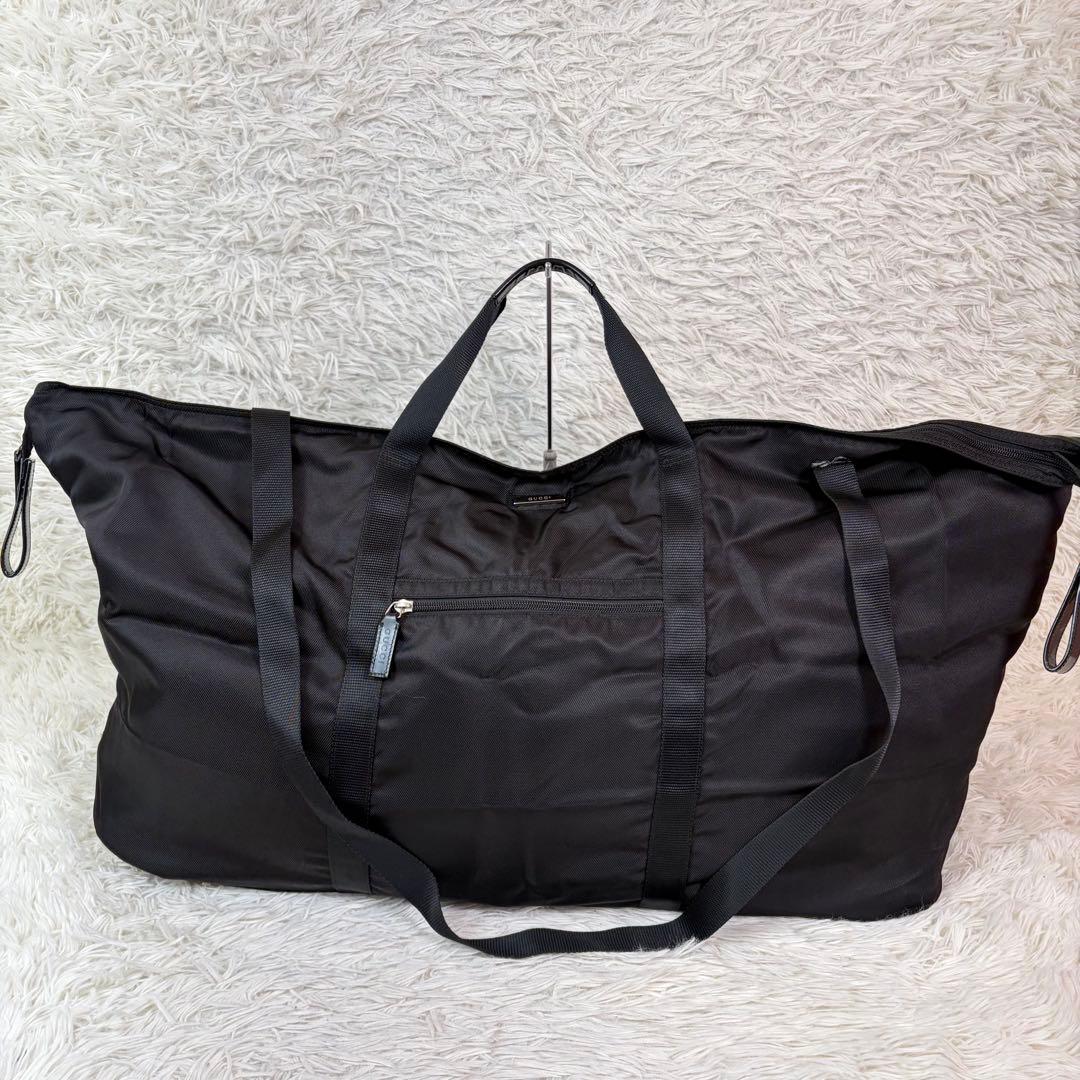 美品✨GUCCI 折り畳み ボストンバッグ 2way トラベル 大容量【特大】
