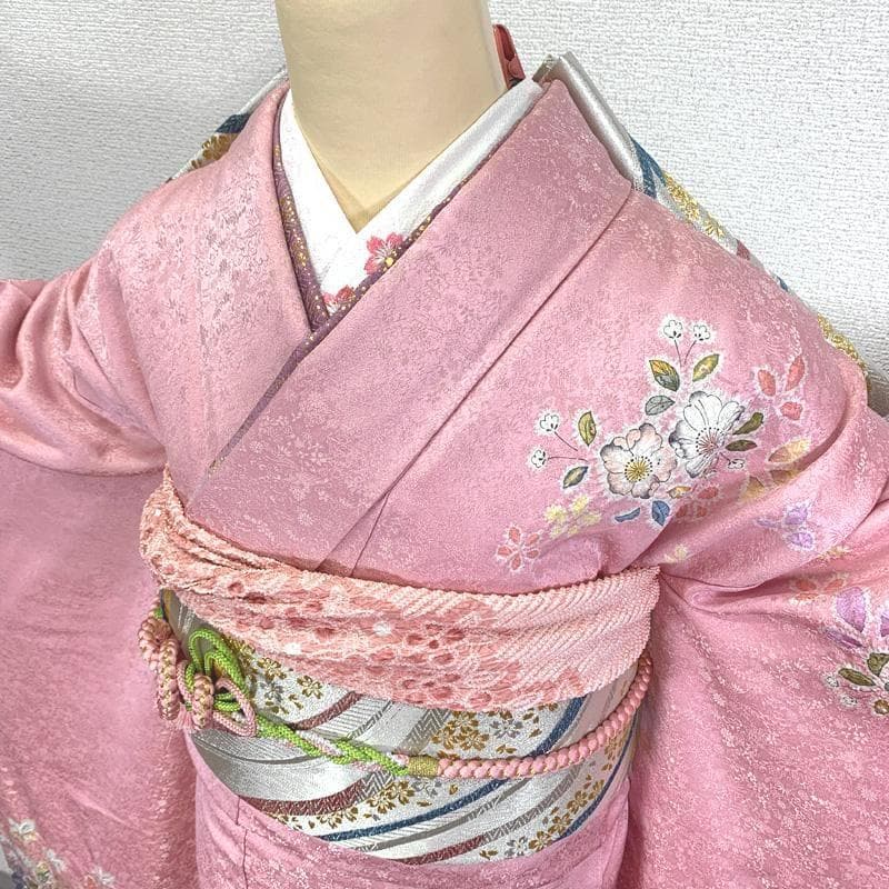 410z23〇ラメ振袖 桐屋 翠山工房 徳永憲峯 地紋 辻が花絞り染〇成人式