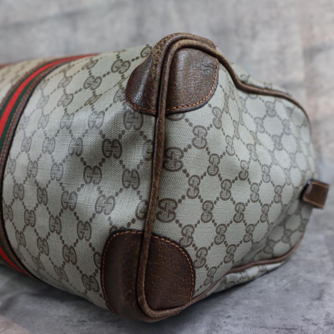 GUCCI グッチ GG柄 シェリーライン ボストンバッグ 大容量 ヴィンテージ