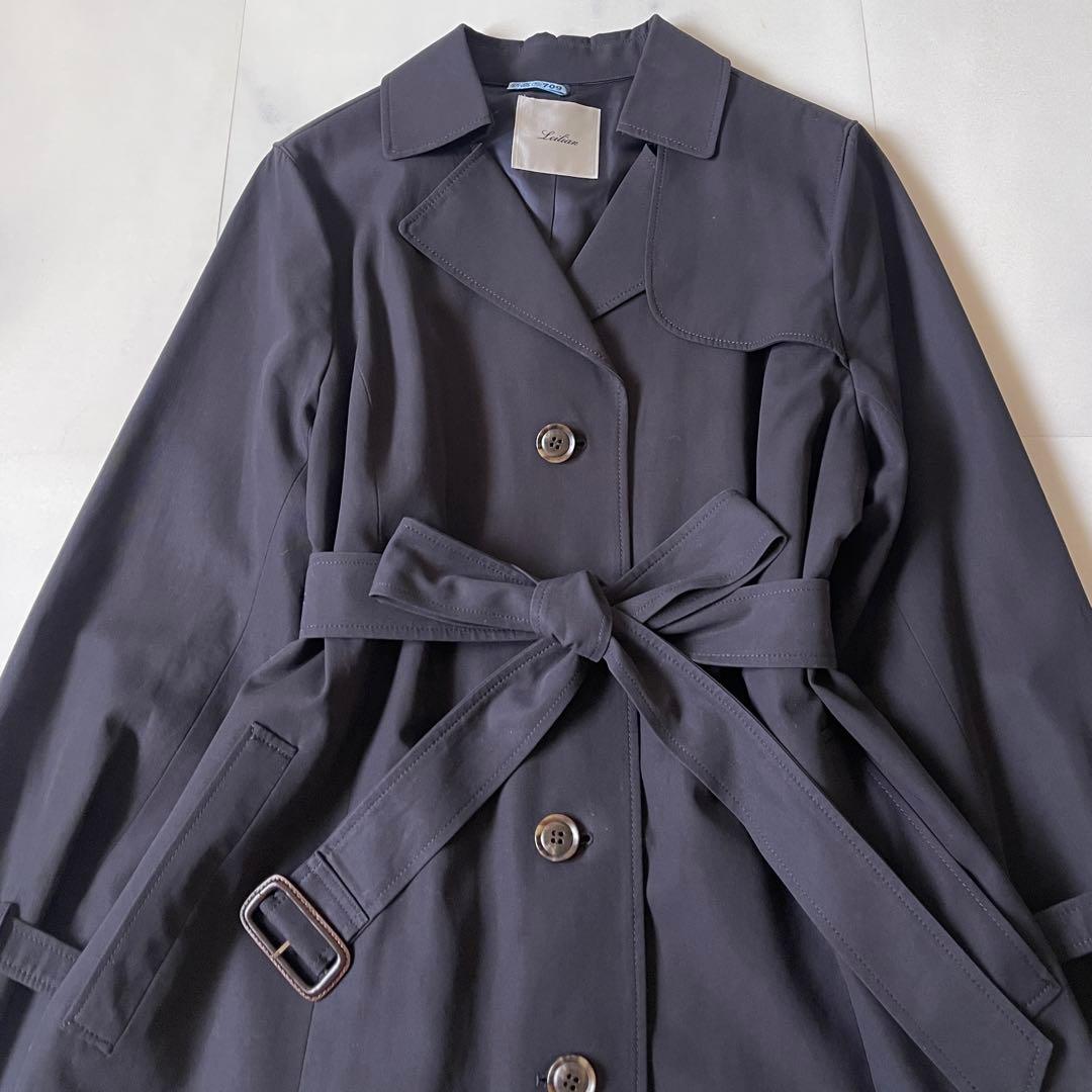 レリアン トレンチコート 15号 近年モデル ベルト付き ネイビー 極美品✨