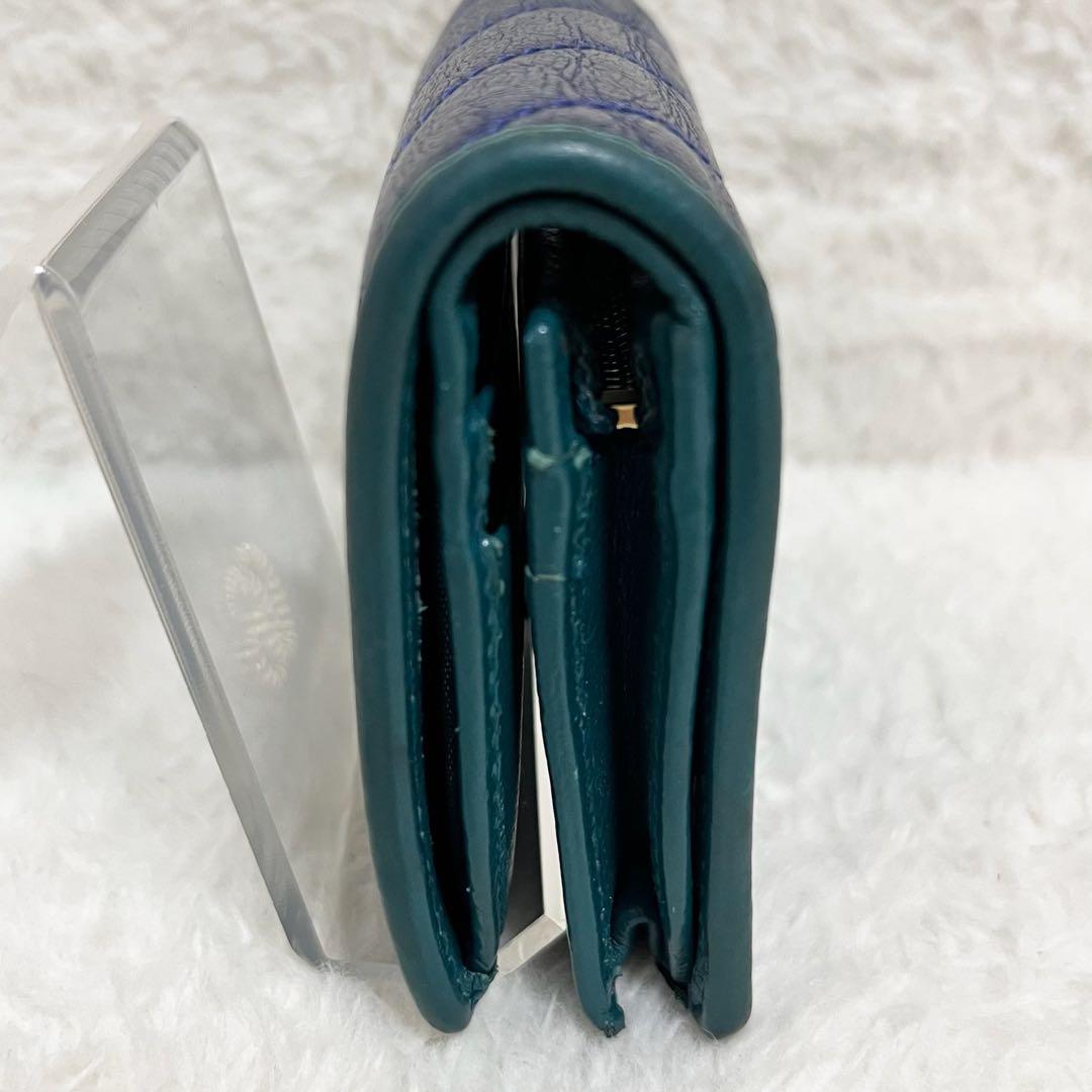 希少 GUCCI GGマーモント キルティング コンパクトウォレット ブルー