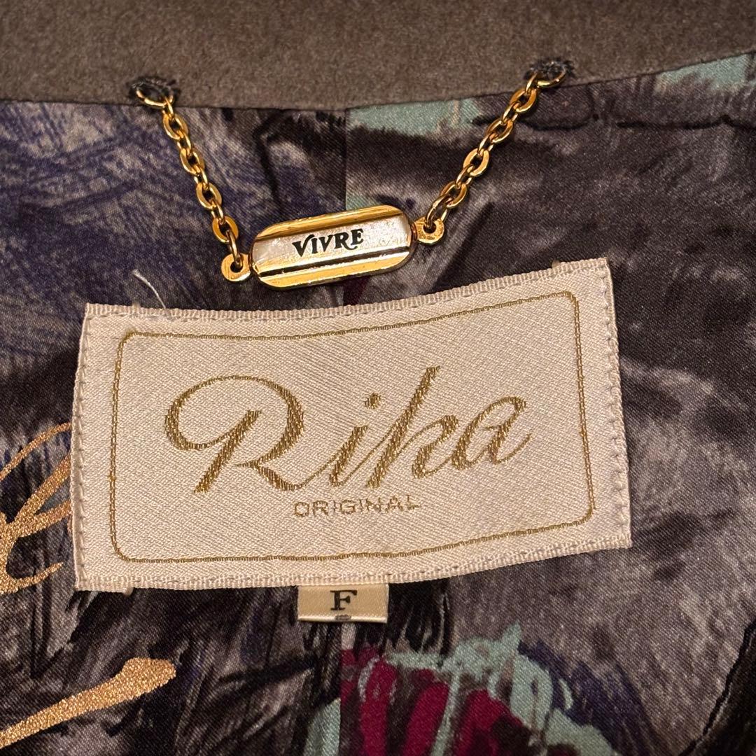 VIVRE Rika カシミヤ100% 襟元ミンク　ロングコート 裏地総柄