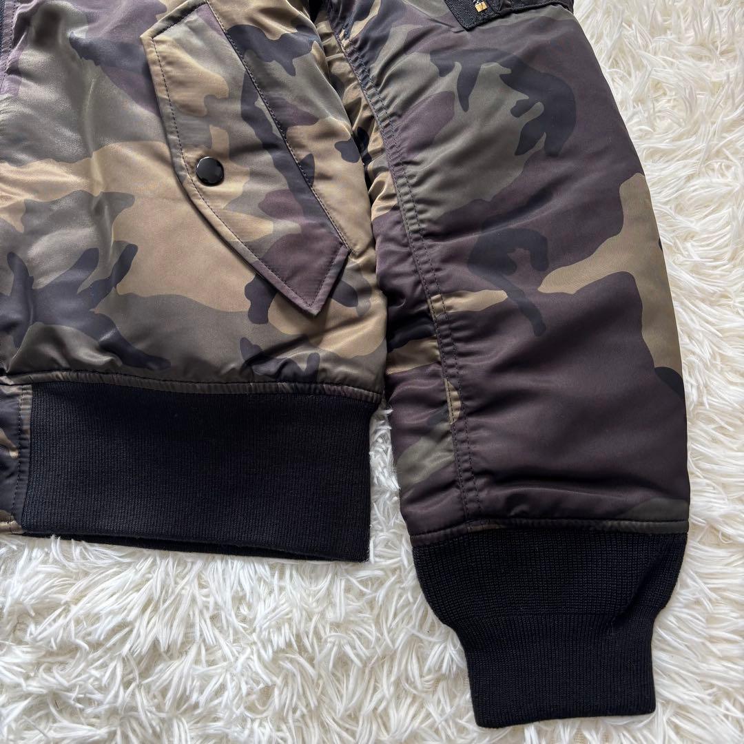 【美品】ALPHA INDUSTRIES カモフラ 迷彩 フード MA-1 XL