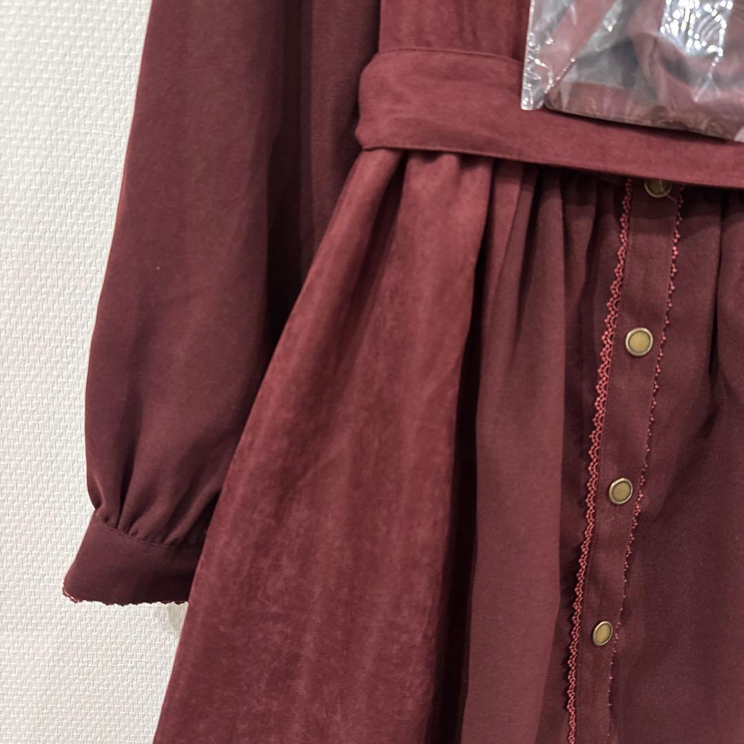 新品 クラロリくる実 しまむら ワンピース ボルドー M ノエル・ド・メモワール