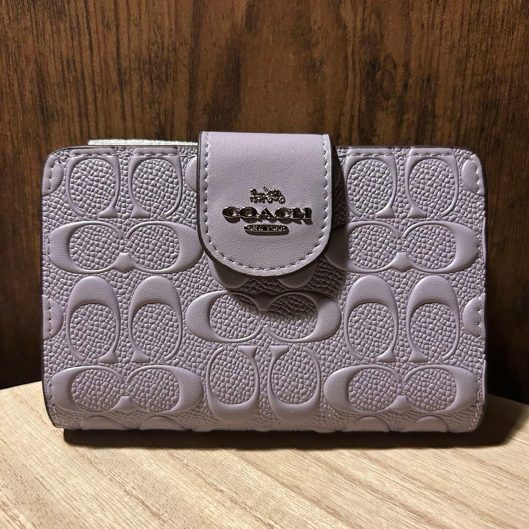 COACH 二つ折り財布　パープル　レディース