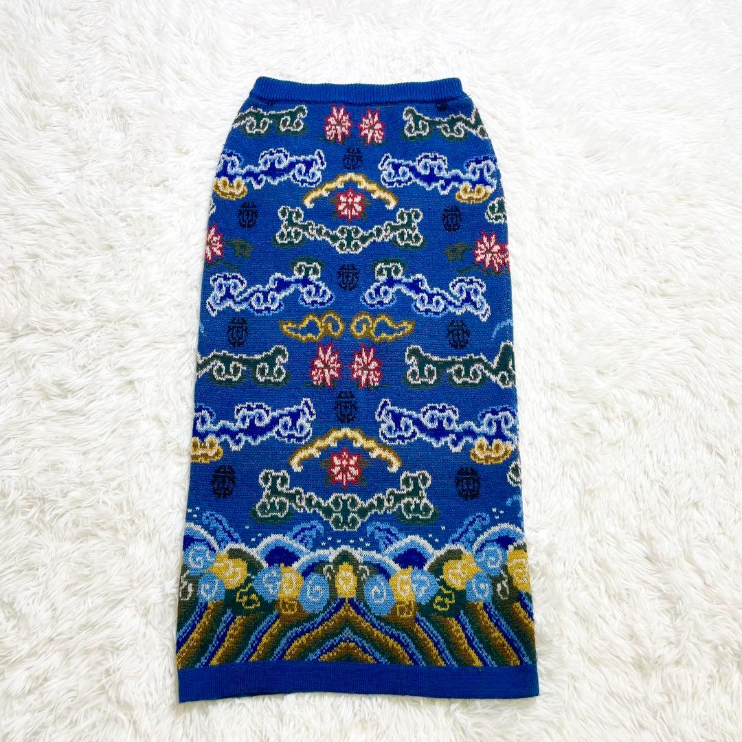 KENZO ヴィンテージ 総柄ニットスカート エルカ期