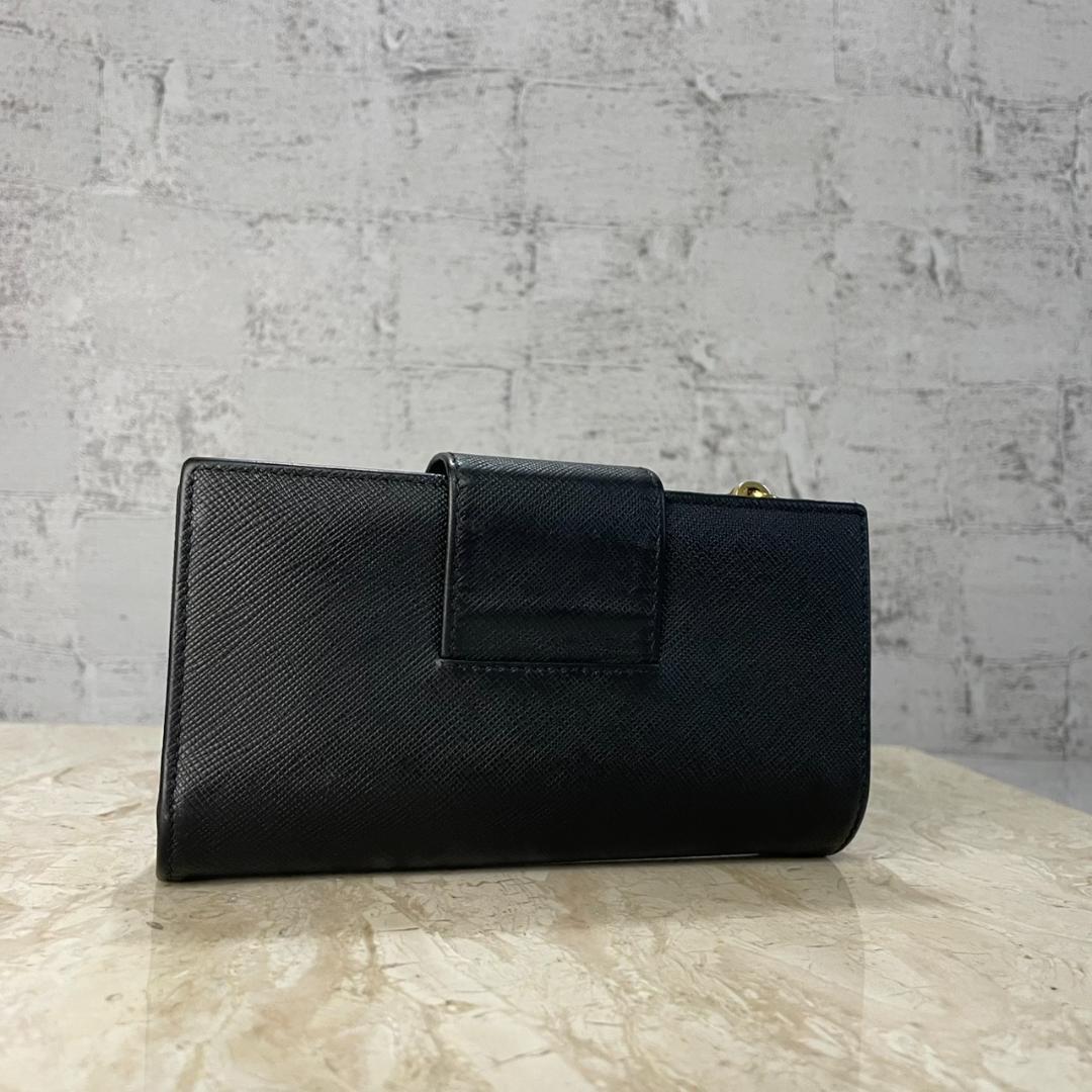 プラダ 二つ折り財布 PRADA ウォレット 1ML005 サフィアーノ 黒