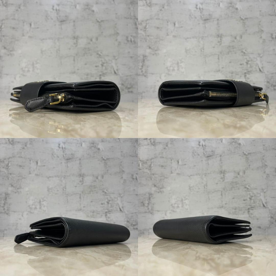 プラダ 二つ折り財布 PRADA ウォレット 1ML005 サフィアーノ 黒