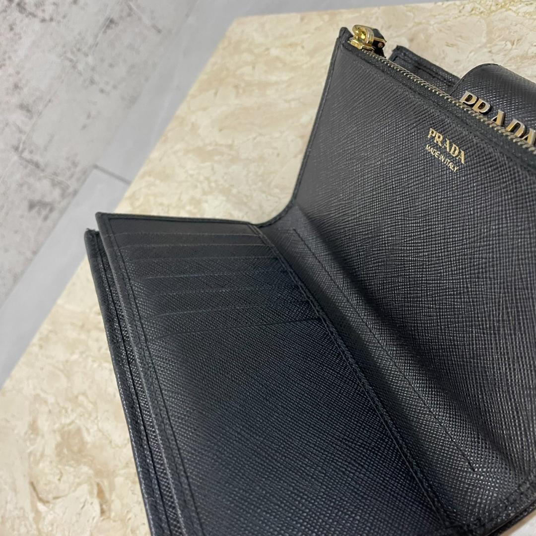 プラダ 二つ折り財布 PRADA ウォレット 1ML005 サフィアーノ 黒