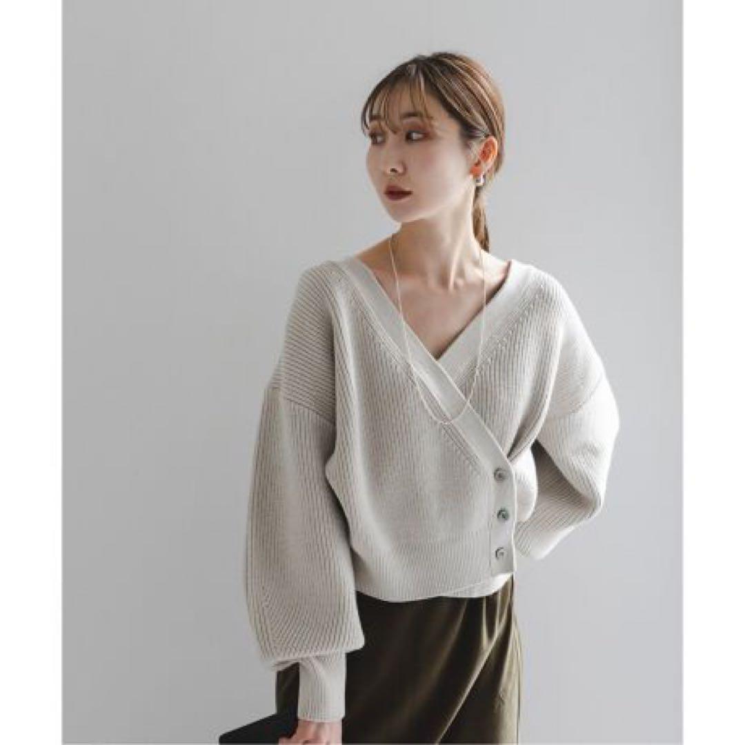 【新品タグ付き】NOBLE 片畦カシュクール風プルオーバー