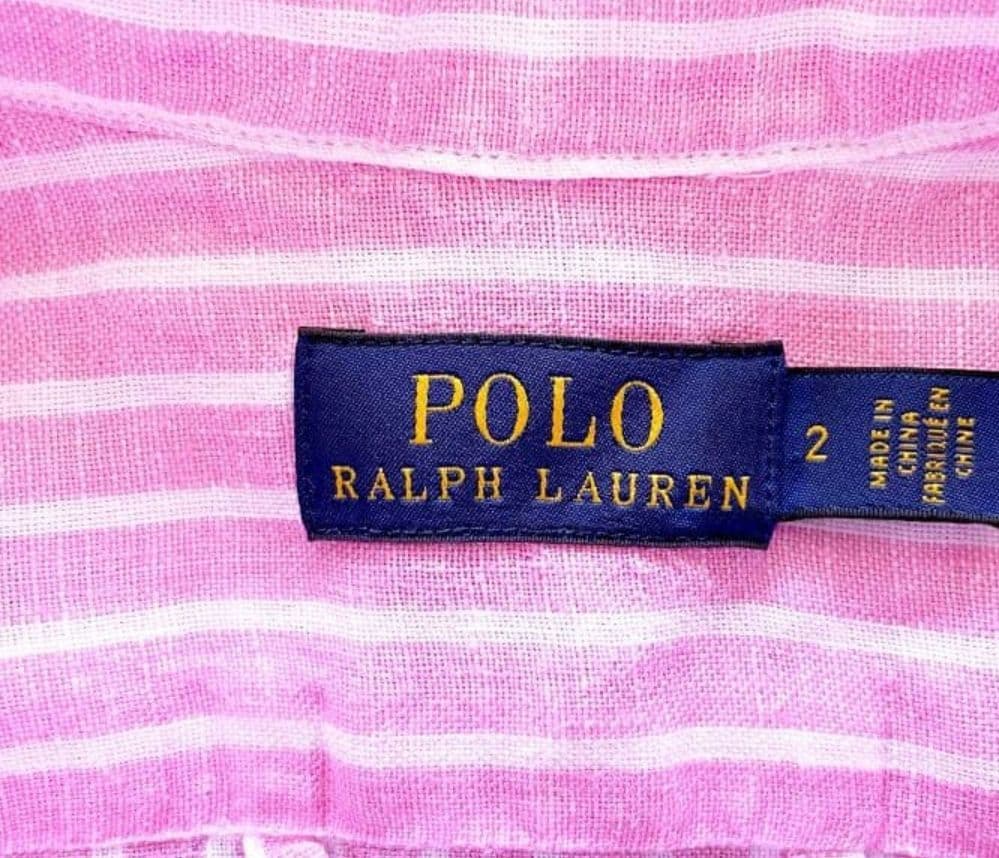 【POLO ラルフローレン】ピンク ストライプ シャツワンピース