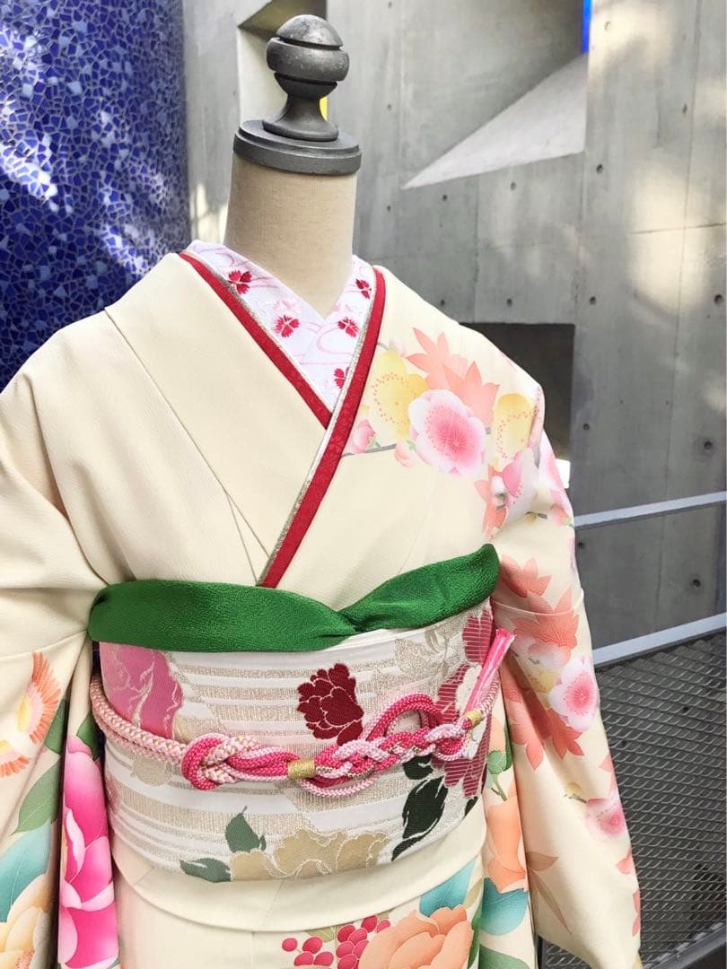 全て揃う振袖セットＦ6(京都丸紅製)成人式振袖フルセット、白振袖