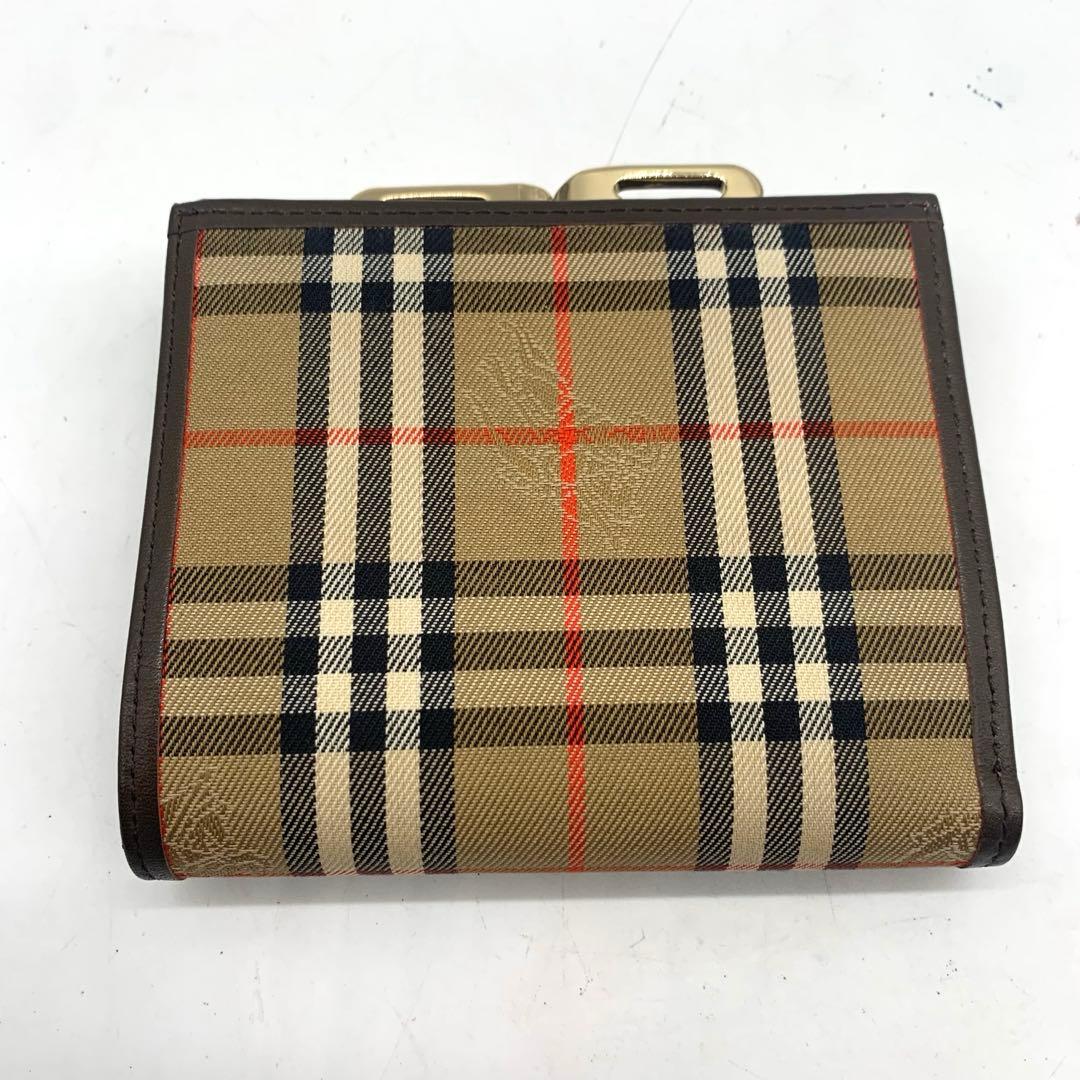 箱付き 美品 バーバリー ノバチェック二つ折り財布 がま口 コンパクト