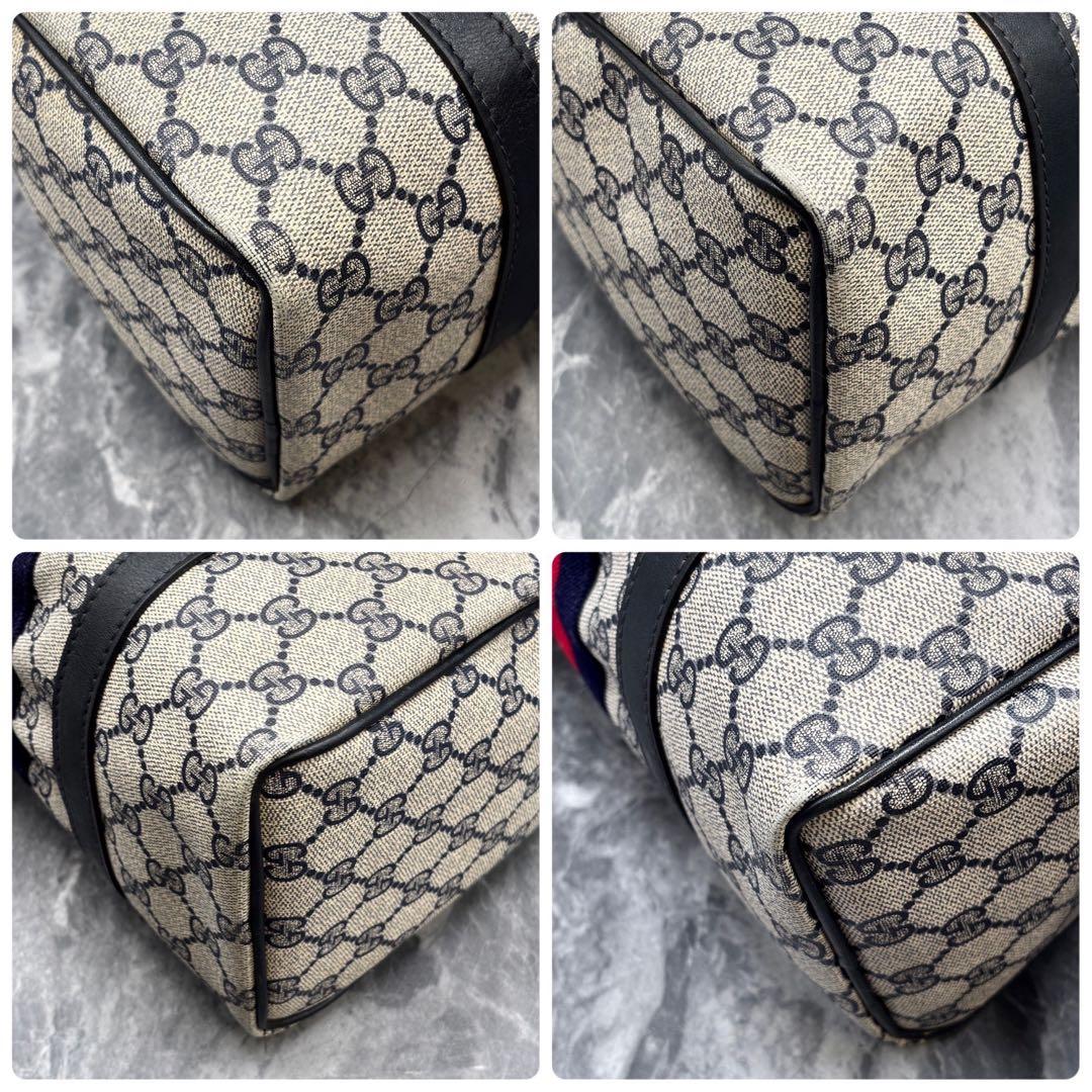 ✨美品✨GUCCI シェリーライン GG ネイビー ボストンバッグ レザー