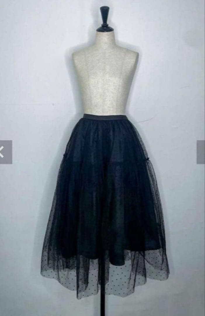 sheller シェリエ クラシカルドットチュールスカート Black M