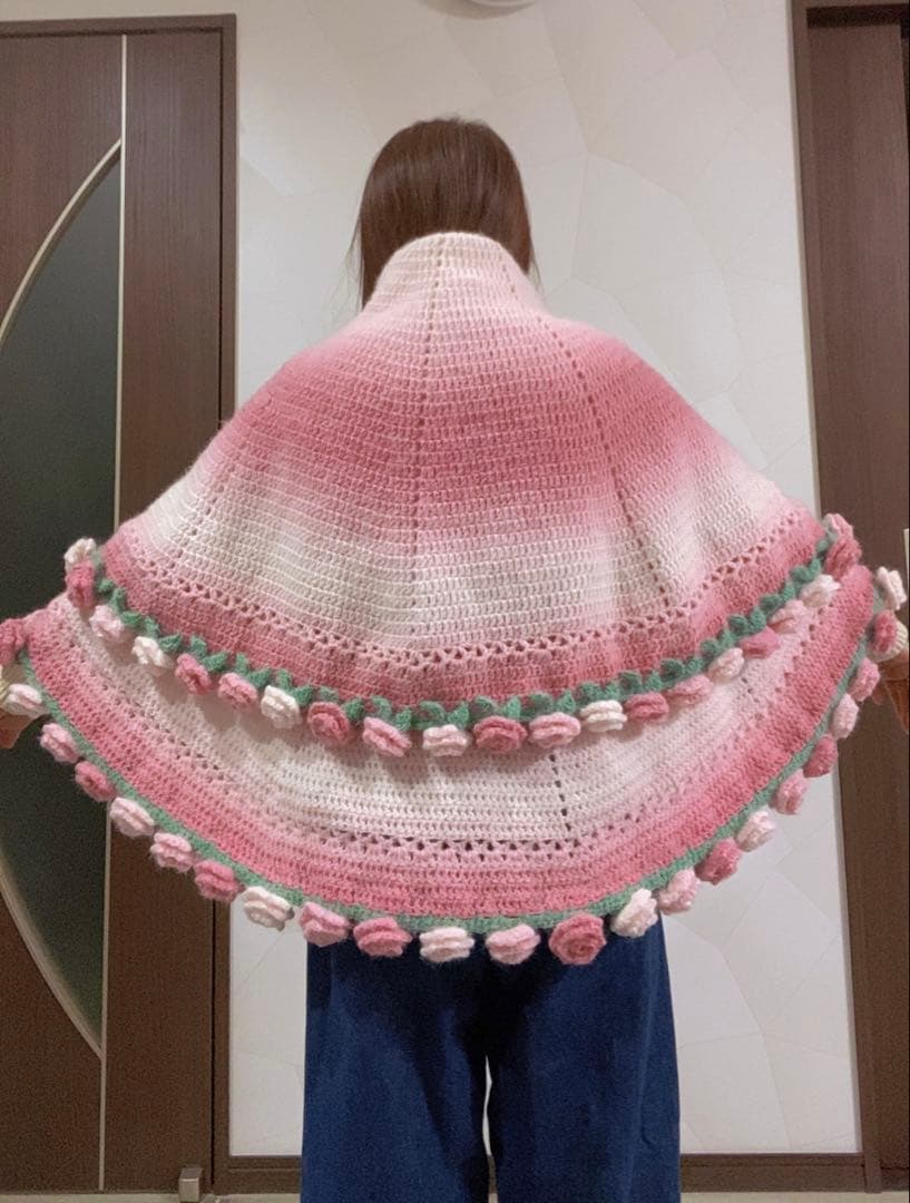 バラの花束ブランケット直径123cm，69本の大きな花ストール