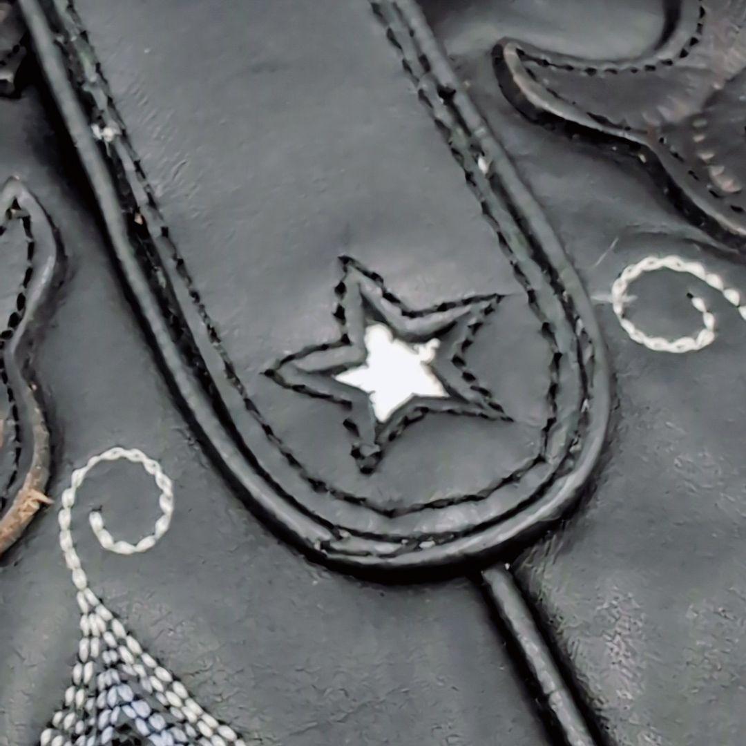 【はら】　トニーラマ　ウエスタンブーツ　黒　6.5B 刺繍　スター　本革