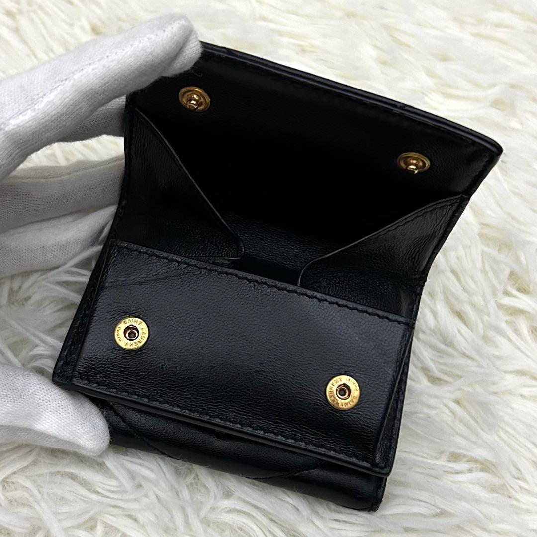 【極美品】RFID内蔵 SAINT LAURENT 三つ折り財布 ブラック