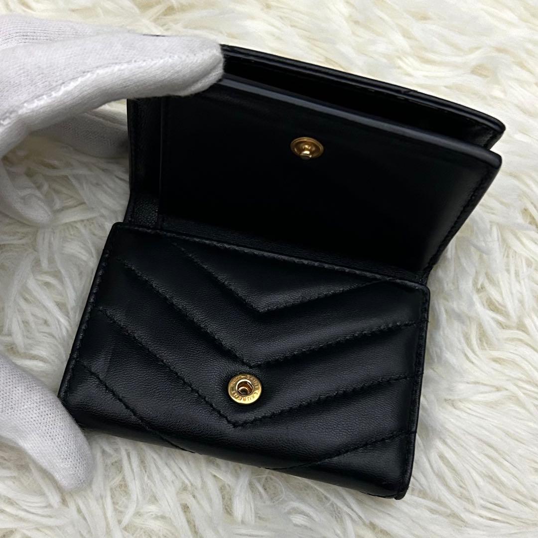 【極美品】RFID内蔵 SAINT LAURENT 三つ折り財布 ブラック