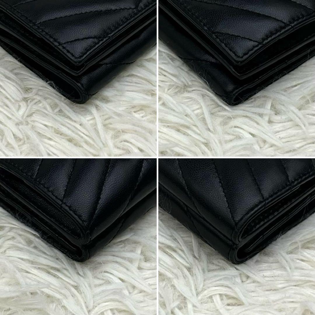 【極美品】RFID内蔵 SAINT LAURENT 三つ折り財布 ブラック