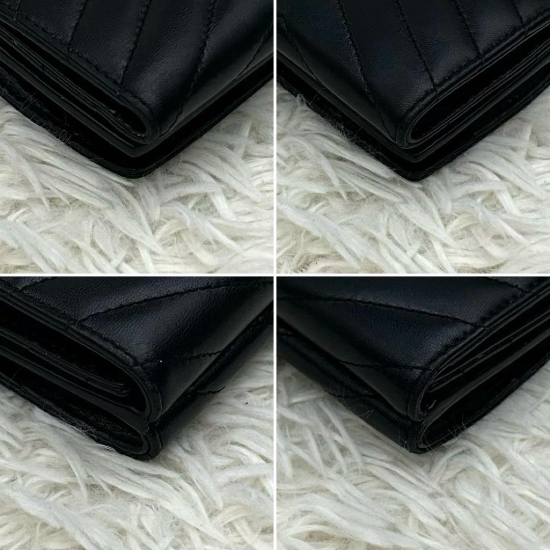 【極美品】RFID内蔵 SAINT LAURENT 三つ折り財布 ブラック