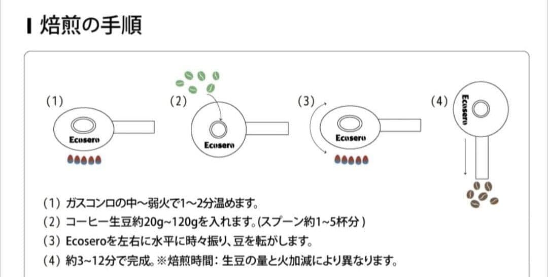 Ecosero　本格コーヒー焙煎機　キャンプ　生豆グァテマラ　おまけ付き。①