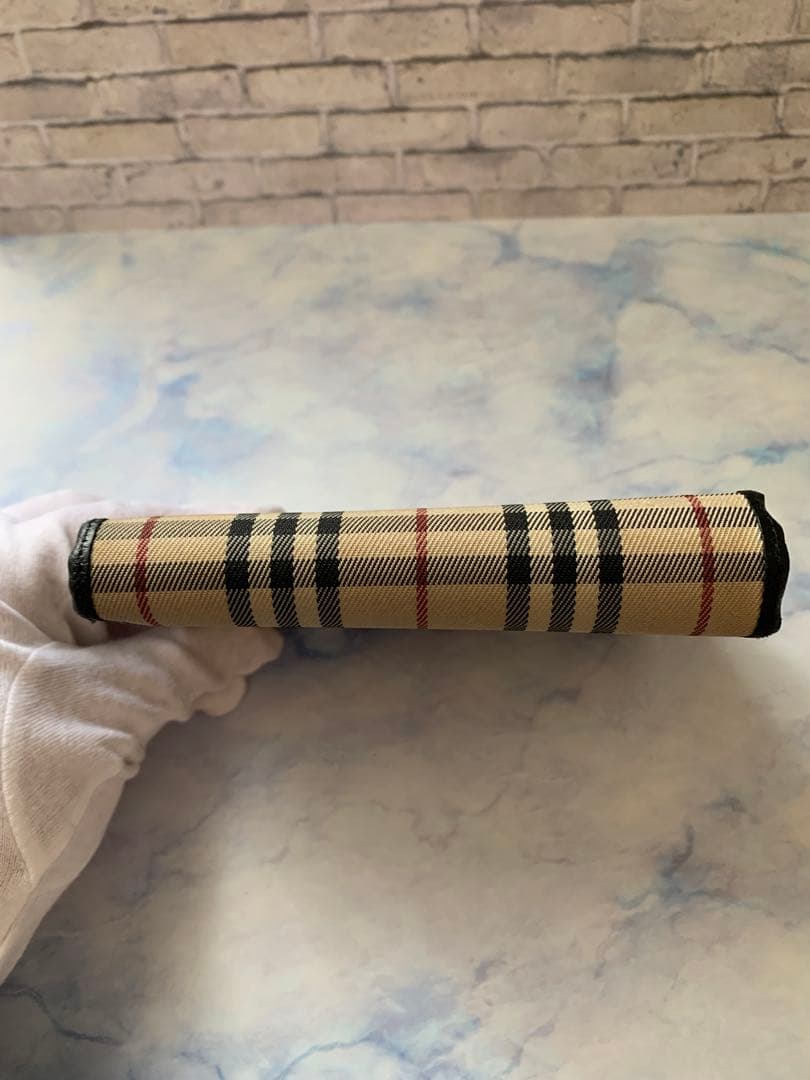 【中古】BURBERRY バーバリー　ノバチェック2つ折り財布 ガマ口