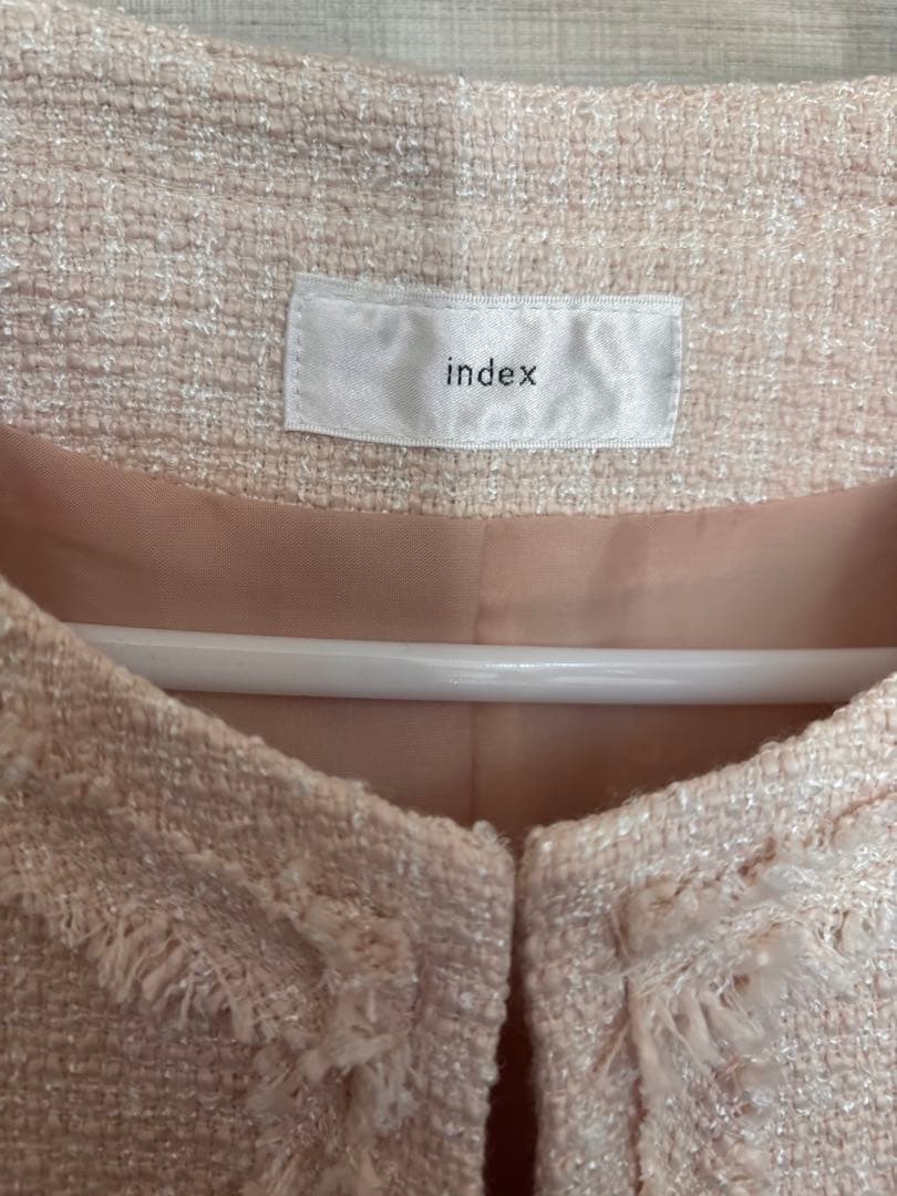 INDEX ツイード ノーカラージャケット