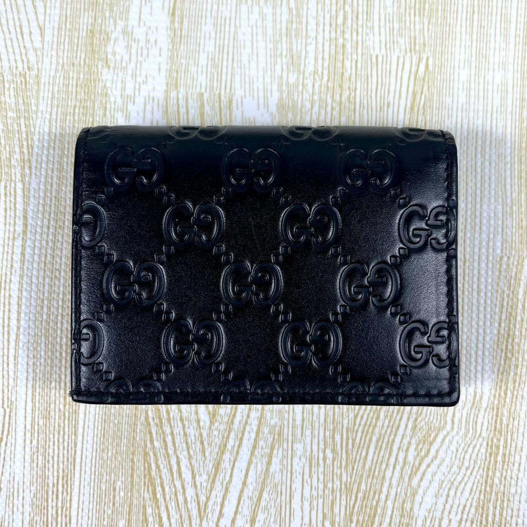美品 付属品完備 Gucci グッチ 2つ折り財布 GG シマ ドリアン 黒
