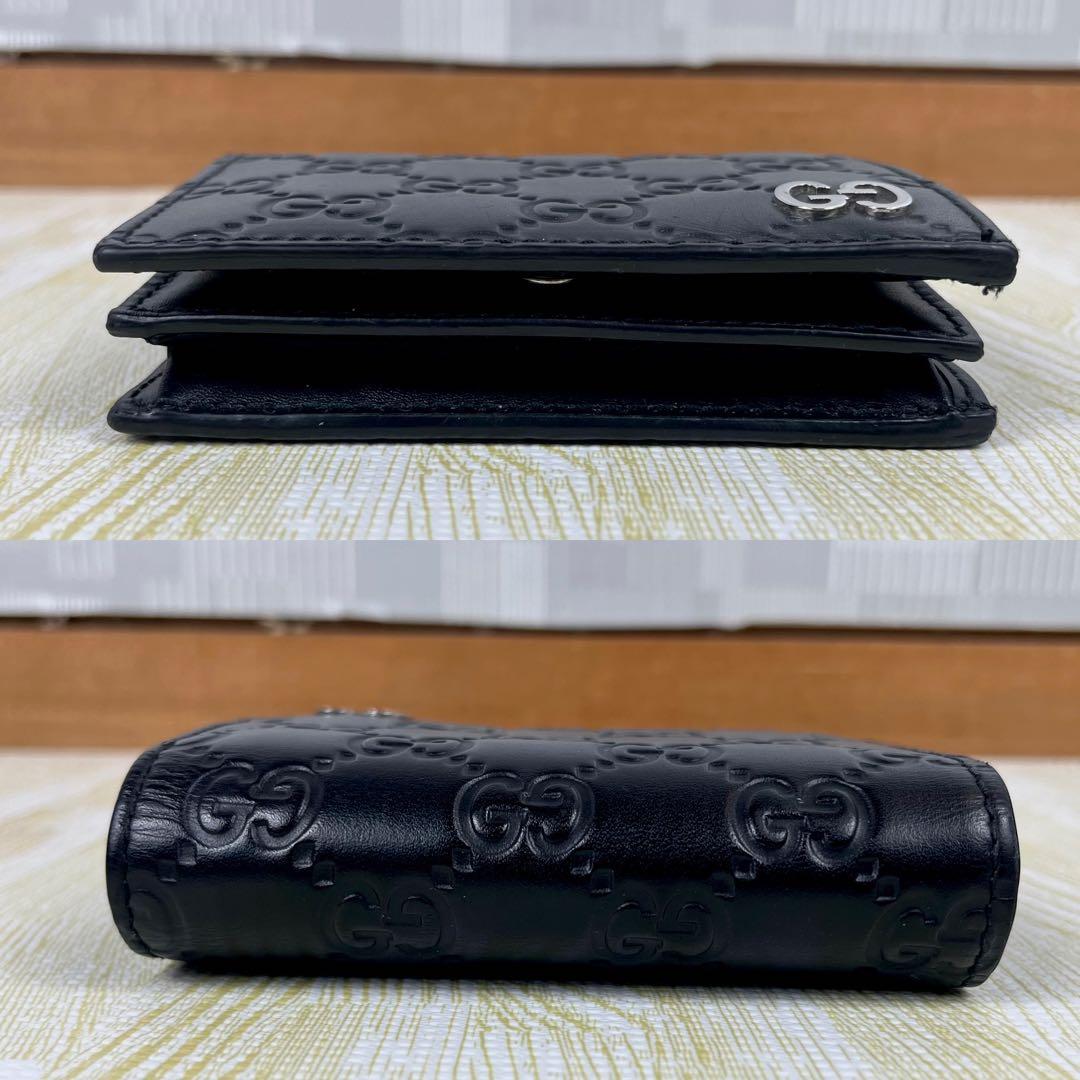 美品 付属品完備 Gucci グッチ 2つ折り財布 GG シマ ドリアン 黒