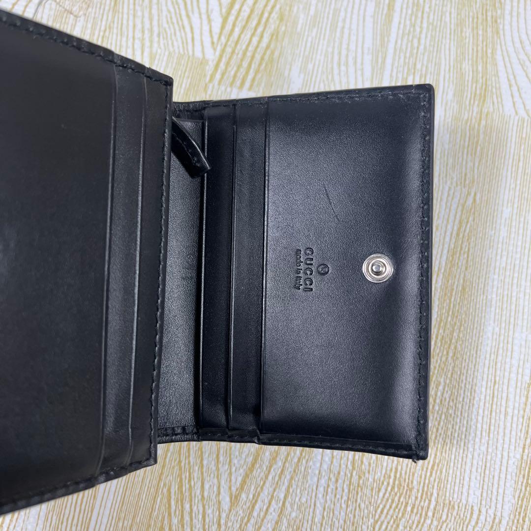 美品 付属品完備 Gucci グッチ 2つ折り財布 GG シマ ドリアン 黒