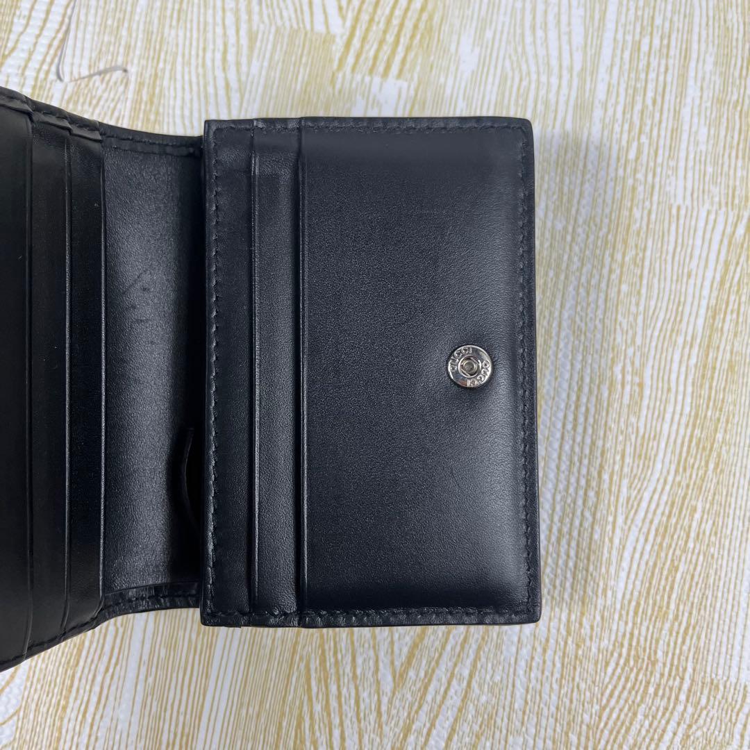 美品 付属品完備 Gucci グッチ 2つ折り財布 GG シマ ドリアン 黒