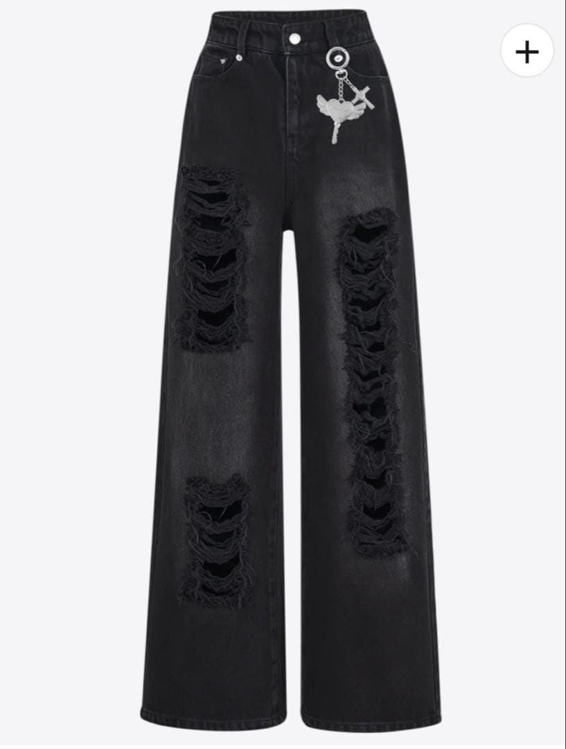 パンツ ANDWANG damaged heart key denim