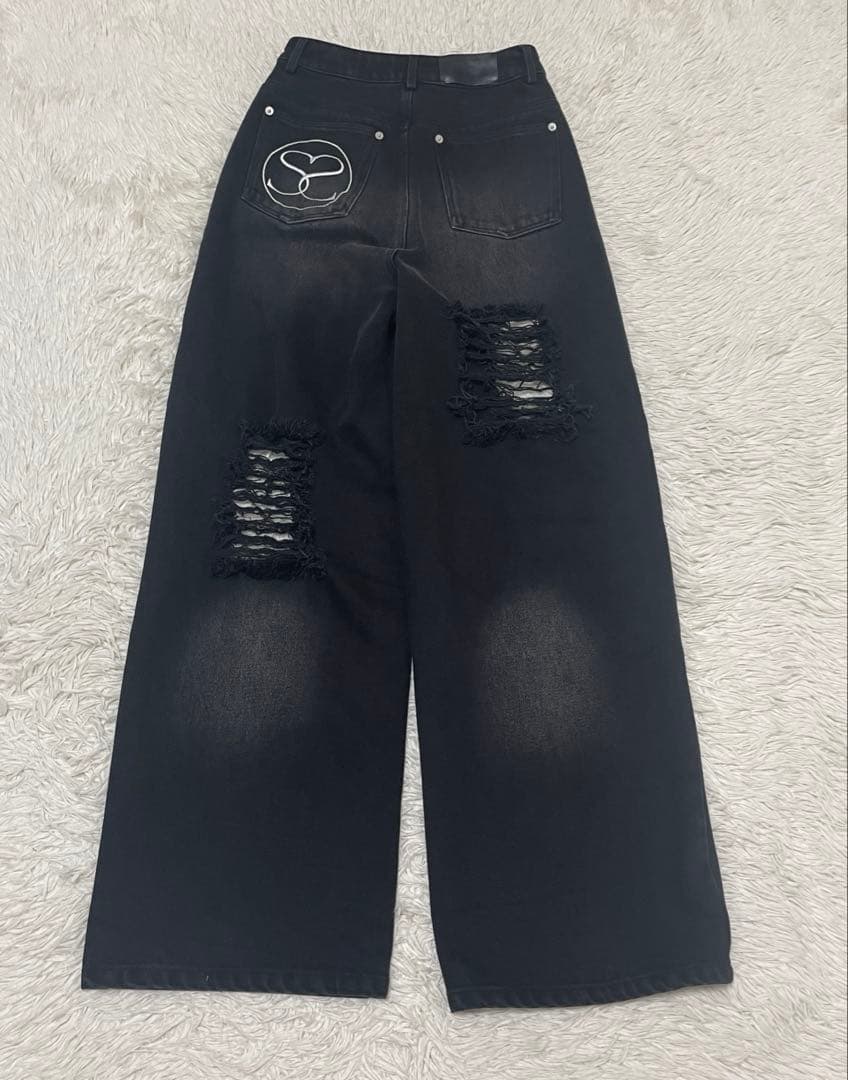 パンツ ANDWANG damaged heart key denim