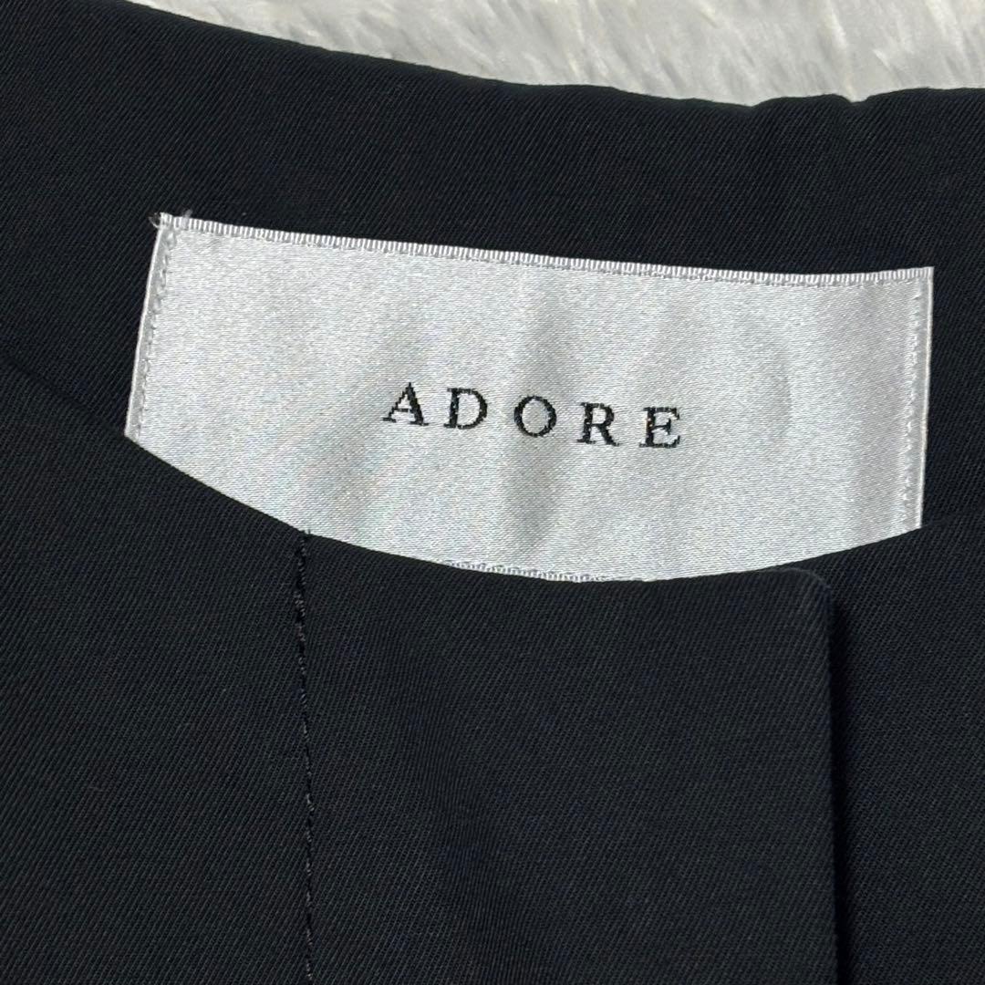 ADORE コンパクト コットン ノーカラー コート 比翼ボタン ブラック