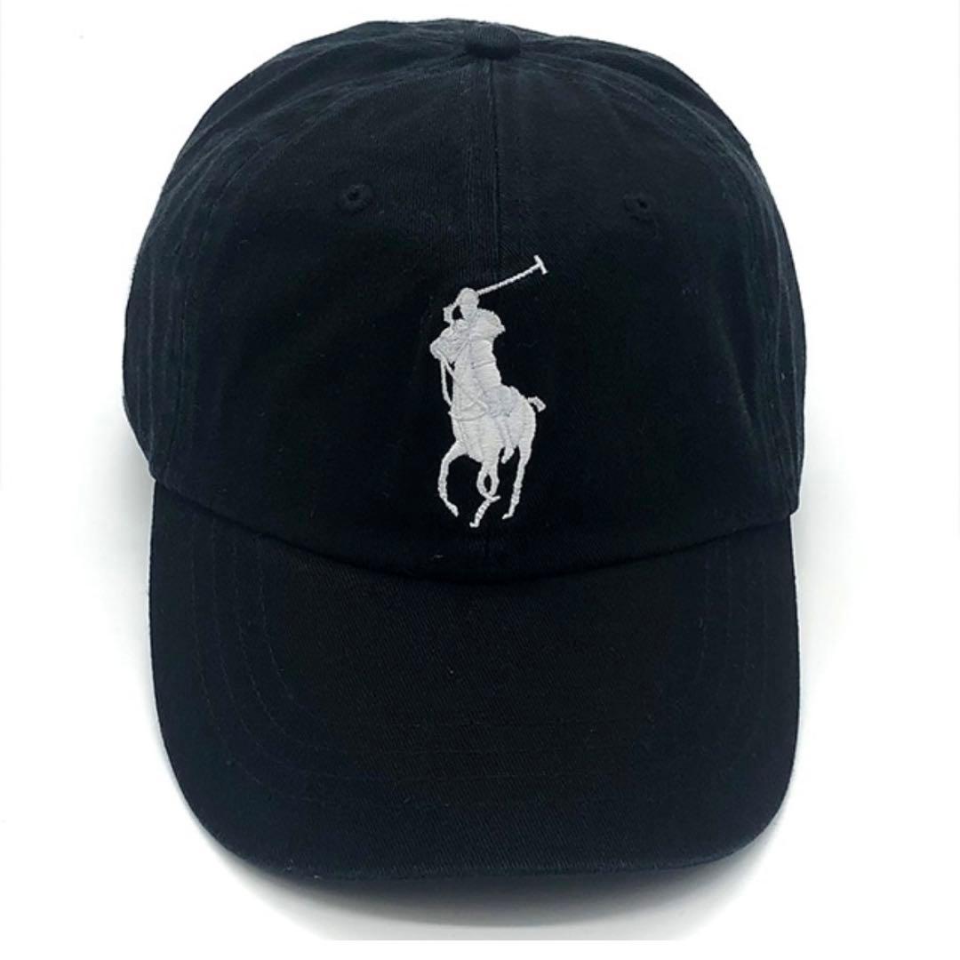 本物　ポロ ラルフローレン POLO ビッグポニー　帽子　黒白　キャップ　刺繍