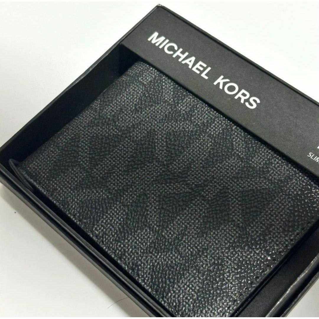 【新品】マイケルコース シグネチャー MK ロゴ入り 黒 スリムウォレット　財布