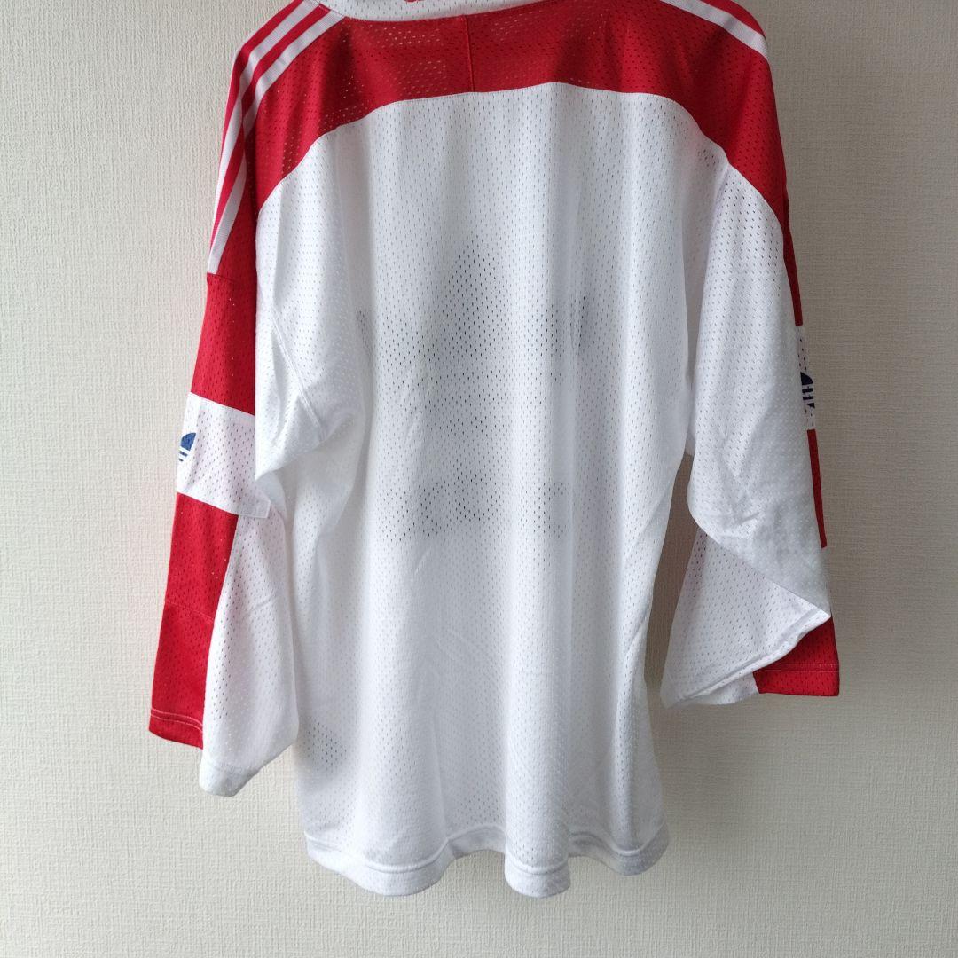 美品adidasホッケーフットボールサッカーメッシュシャツ7分丈レア