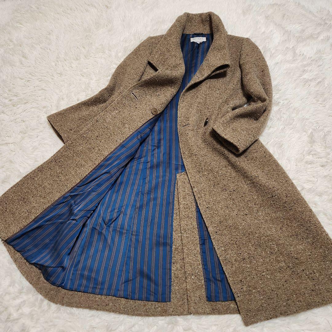 【美品】SCAPA イタリア製生地 ラメ ミックスツイード スタンドカラーコート