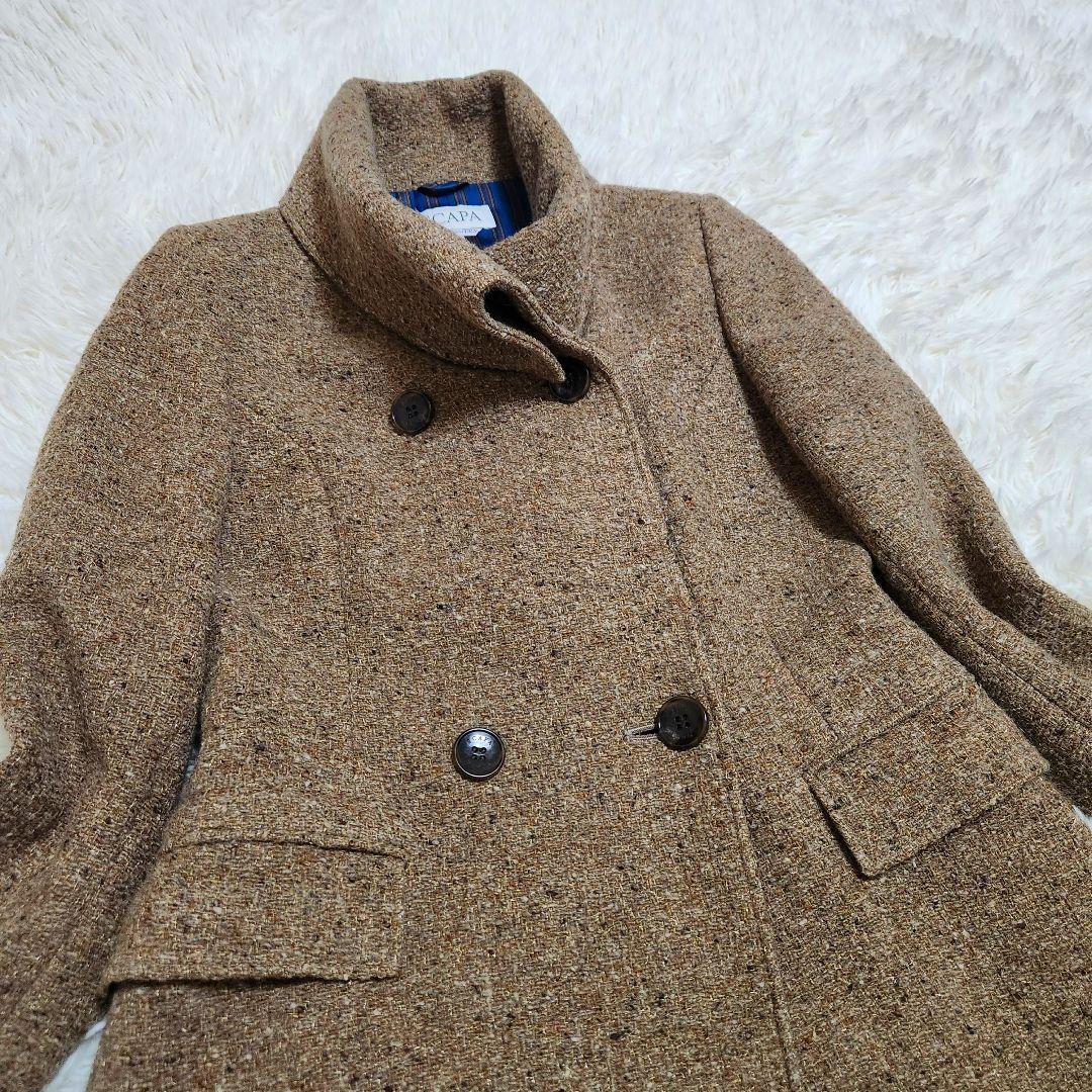 【美品】SCAPA イタリア製生地 ラメ ミックスツイード スタンドカラーコート