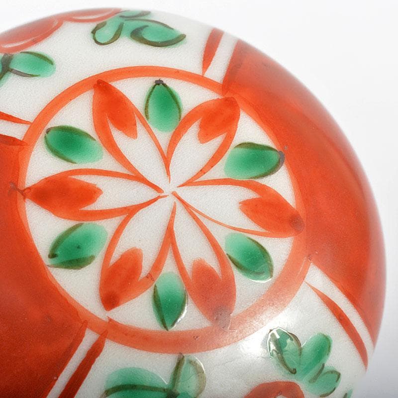 茶道具　京焼　三浦竹軒造　赤絵呉須　香合　共箱　C　R5435