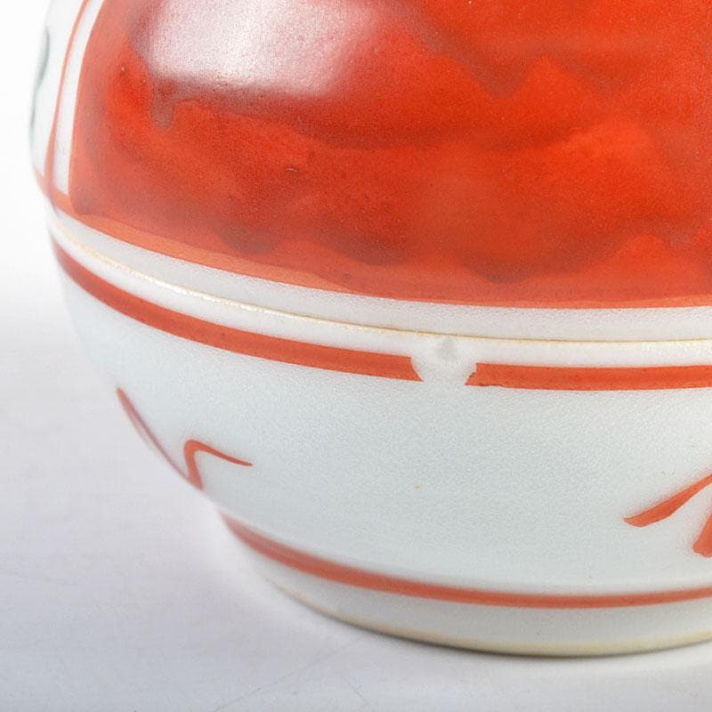茶道具　京焼　三浦竹軒造　赤絵呉須　香合　共箱　C　R5435