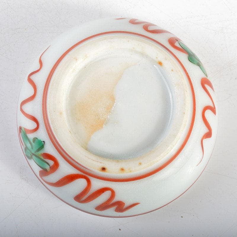茶道具　京焼　三浦竹軒造　赤絵呉須　香合　共箱　C　R5435
