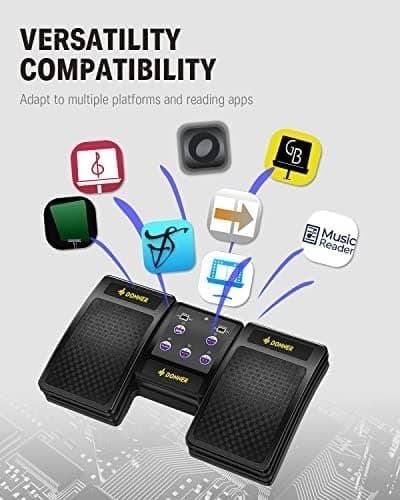 Donner ハンズフリー タブレットワイヤレス楽譜をめくるペダル (黒)